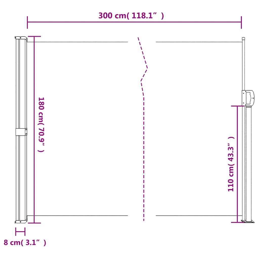 vidaXL Σκίαστρο Πλαϊνό Συρόμενο Ανθρακί 180 x 300 εκ.