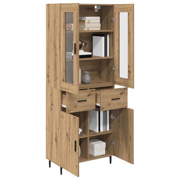 vidaXL Highboard με συρτάρι 2 pcs Artisan Oak Σύνθετο Ξύλο και Γυαλί