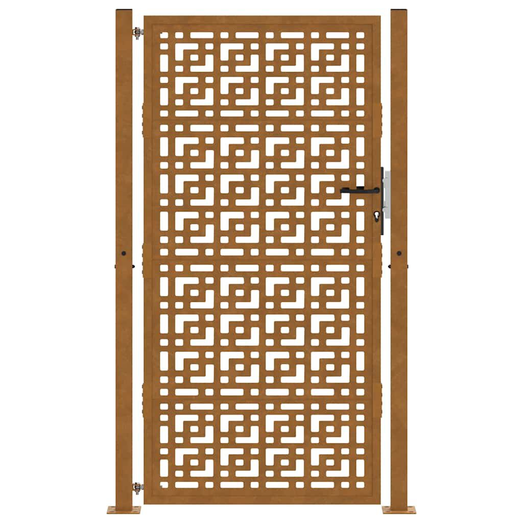 vidaXL Πύλη κήπου 105x180 cm Σταυρός σχεδιασμού από διαβρωμένο χάλυβα