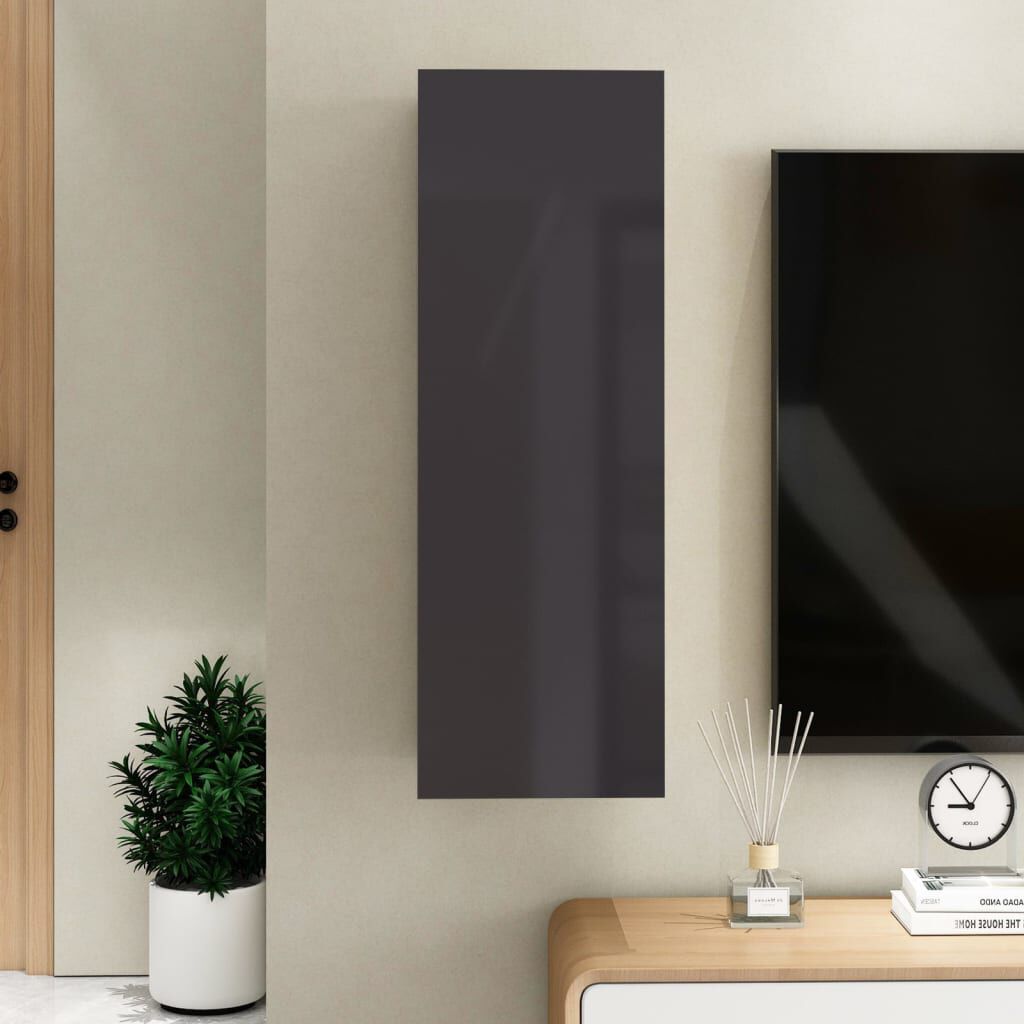 vidaXL Έπιπλο Τηλεόρασης Γυαλιστερό Γκρι 30,5 x 30 x 90εκ. Επεξ. Ξύλο