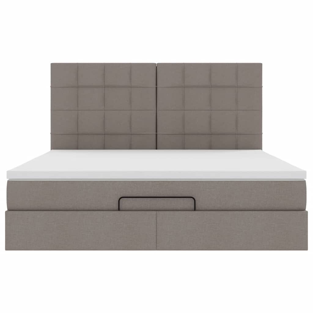 vidaXL Οθωμανικό κρεβάτι με στρώμα & LEDs Taupe 180x200cm ύφασμα