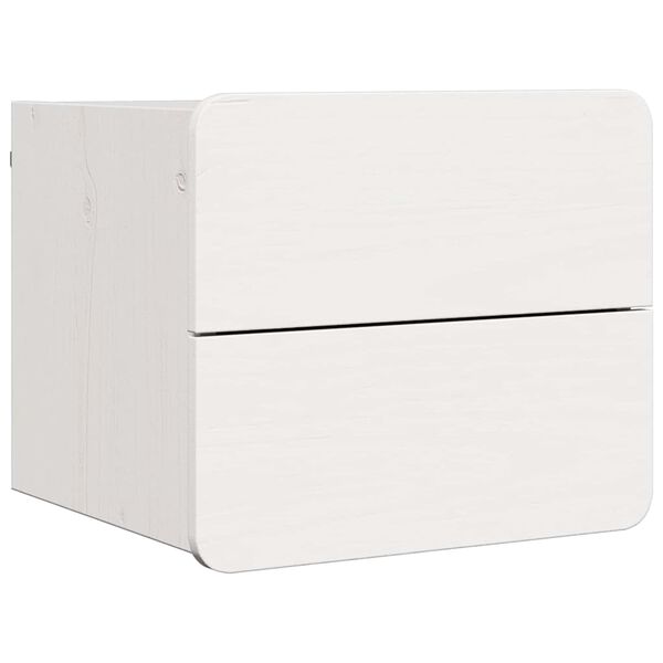 vidaXL Κομοδίνο με συρτάρι Λευκό 39 x 34 x 33 εκ. Μασίφ ξύλο πεύκου