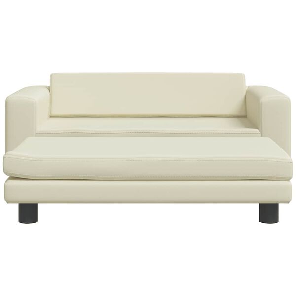 vidaXL Καναπές Παιδικός με Υποπόδιο Κρεμ 100 x 50 x 30 εκ. Συνθ. Δέρμα