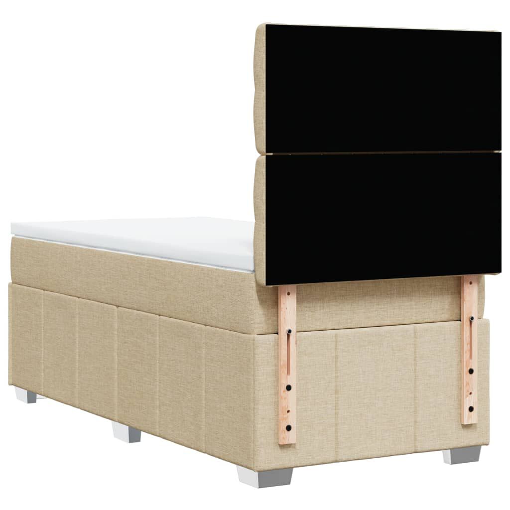 vidaXL Κρεβάτι Boxspring με Στρώμα Κρεμ 90x200 εκ.Υφασμάτινο