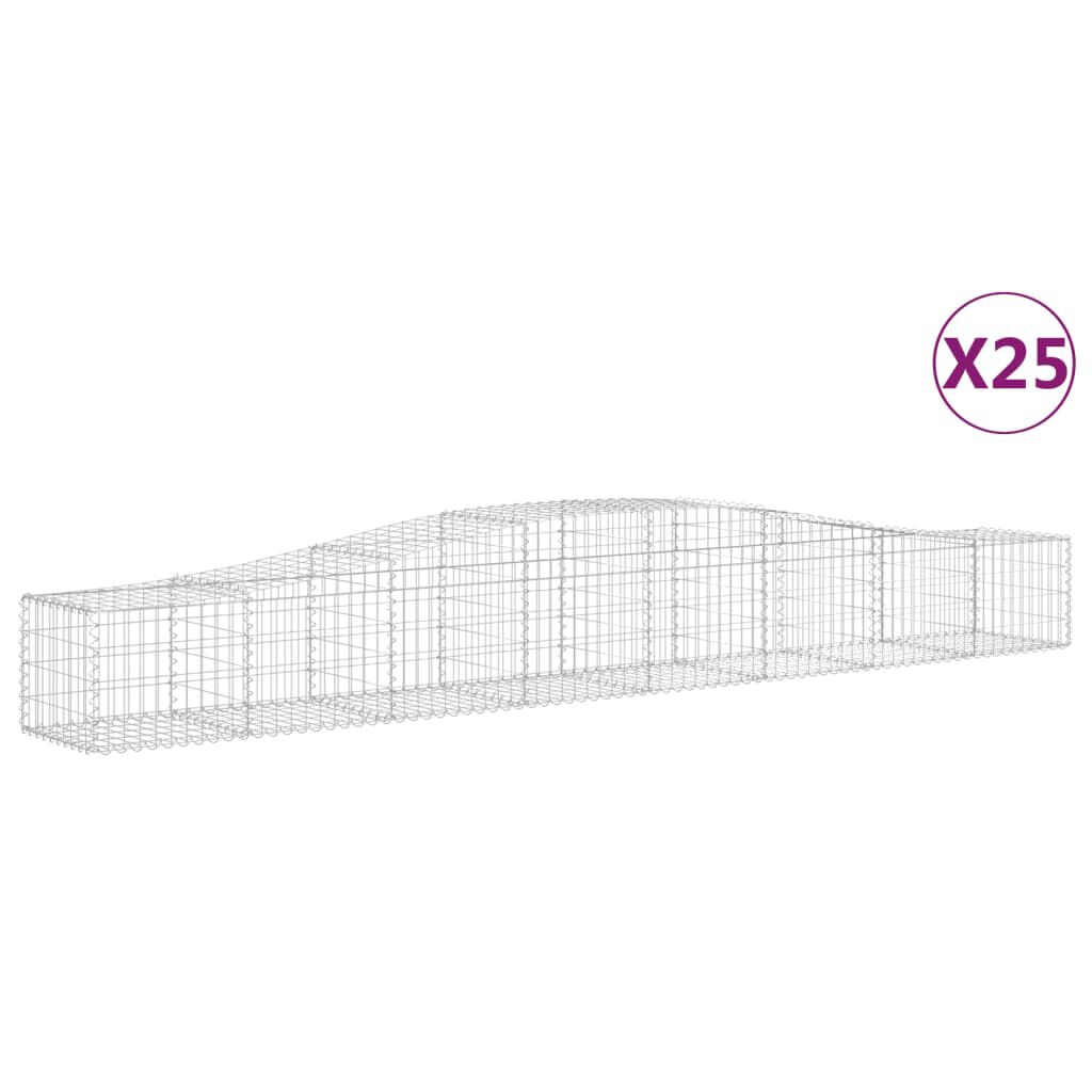 vidaXL Συρματοκιβώτια Τοξωτά 25 τεμ. 400x50x40/60 εκ. Γαλβαν. Ατσάλι