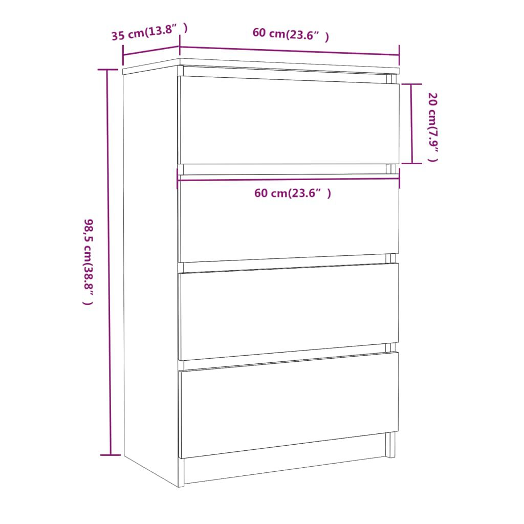 vidaXL Συρταριέρα Γκρι Sonoma 60x35x98,5 εκ. από Επεξεργασμένο Ξύλο