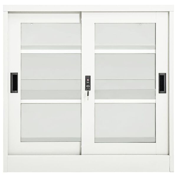 vidaXL Ντουλάπι με Συρόμενη Πόρτα Λευκό 90 x 40 x 90 εκ. Ατσάλινο
