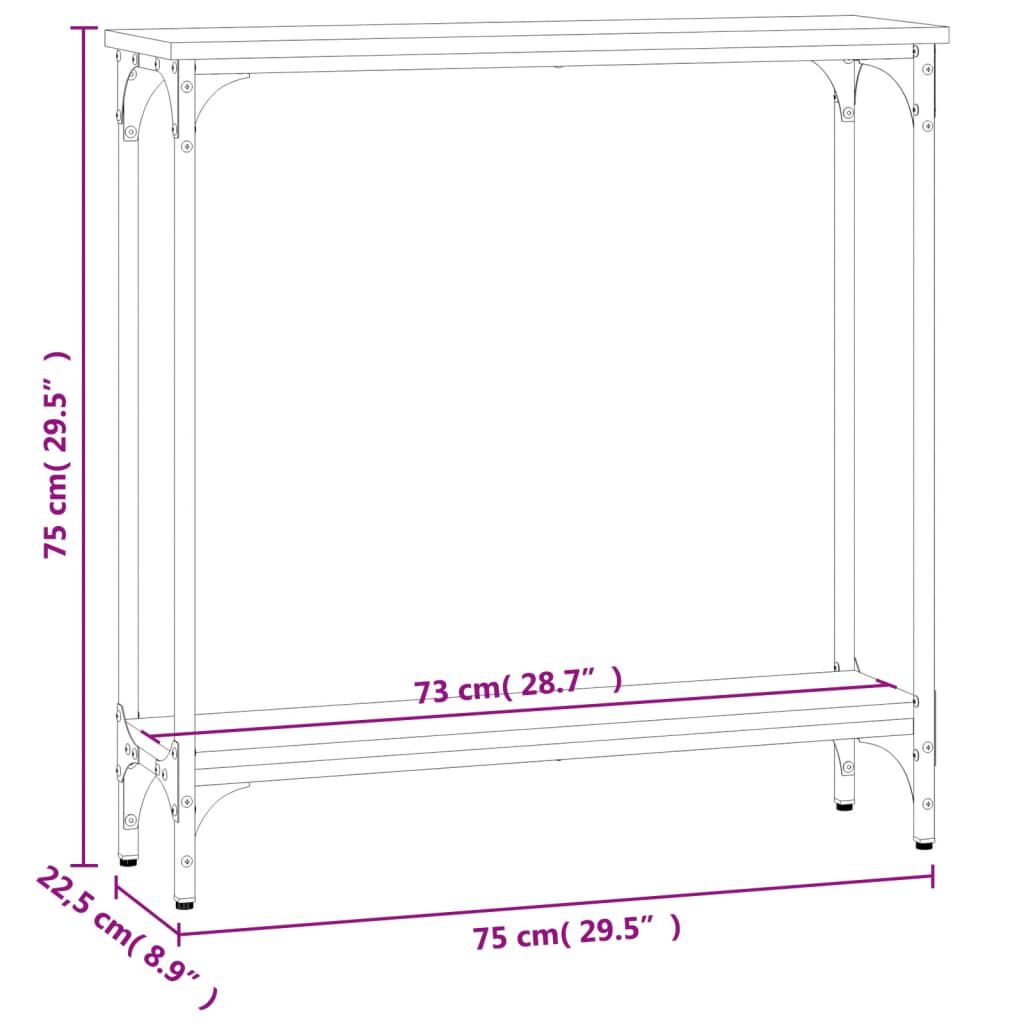 vidaXL Τραπέζι Κονσόλα Μαύρο 75 x 22,5 x 75 εκ. από Επεξεργ. Ξύλο
