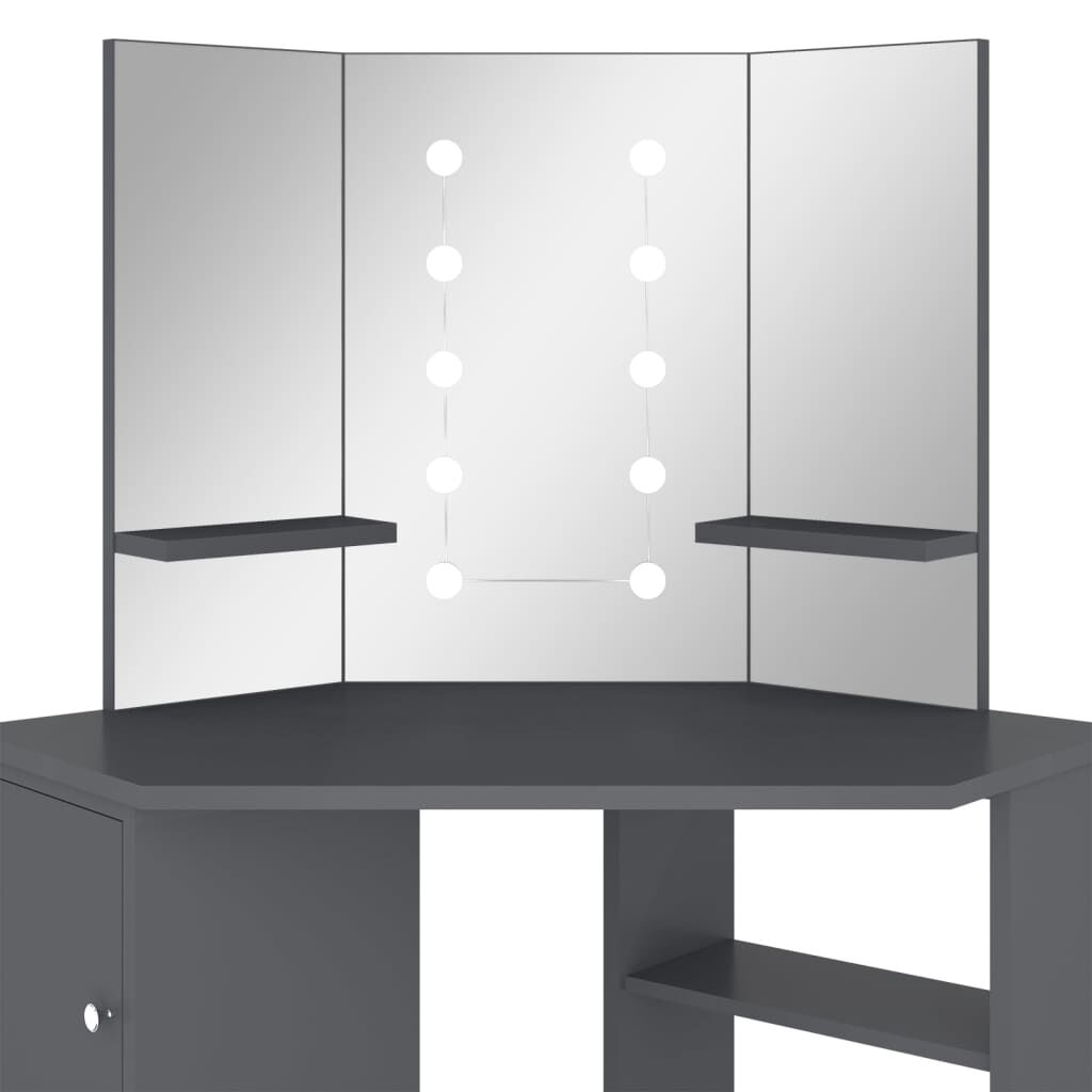vidaXL Μπουντουάρ Γωνιακό με LED Γκρι 111 x 54 x 141,5 εκ.