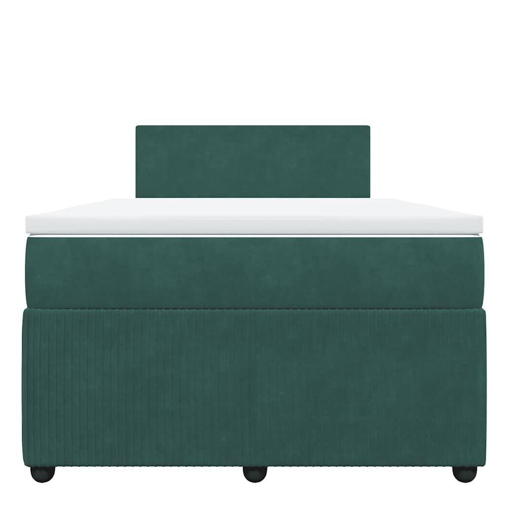 vidaXL Κρεβάτι Boxspring με Στρώμα Σκούρο Πράσινο 120x190εκ. Βελούδινο
