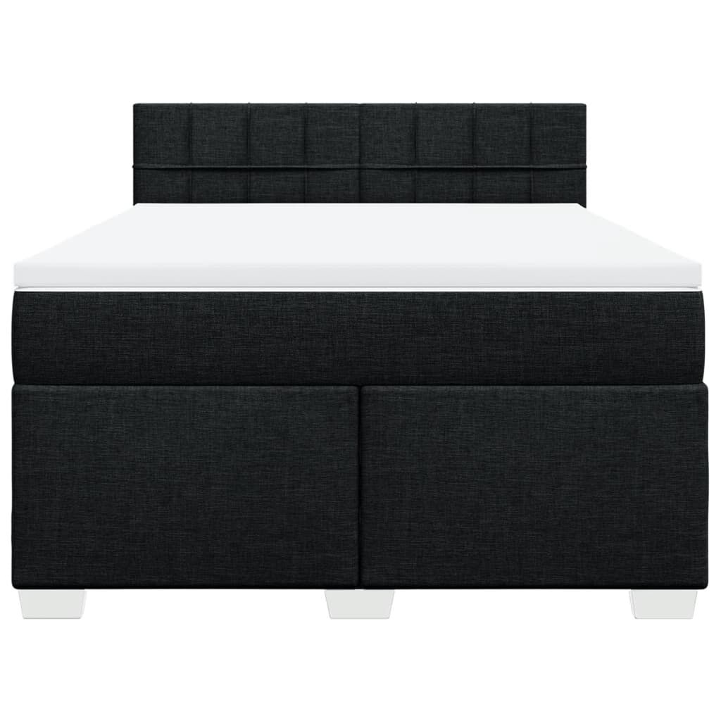 vidaXL Κρεβάτι Boxspring με Στρώμα Μαύρο 140x190 εκ. Υφασμάτινο