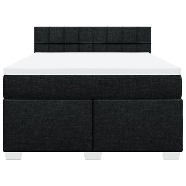 vidaXL Κρεβάτι Boxspring με Στρώμα Μαύρο 140x190 εκ. Υφασμάτινο