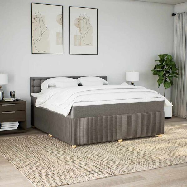 vidaXL &Kappa;&rho;&epsilon;&beta;ά&tau;&iota; Boxspring &mu;&epsilon; &Sigma;&tau;&rho;ώ&mu;&alpha; Taupe 180x200 &epsilon;&kappa;. &Upsilon;&phi;&alpha;&sigma;&mu;ά&tau;&iota;&nu;&omicron;
