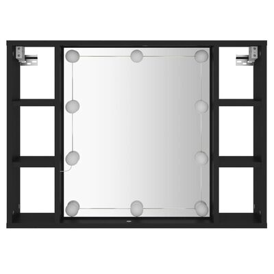 vidaXL Έπιπλο Καθρέπτη με LED Μαύρο 76 x 15 x 55 εκ.
