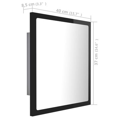 vidaXL Καθρέφτης Μπάνιου με LED Γυαλ. Μαύρο 40x8,5x37 εκ. Ακρυλικός