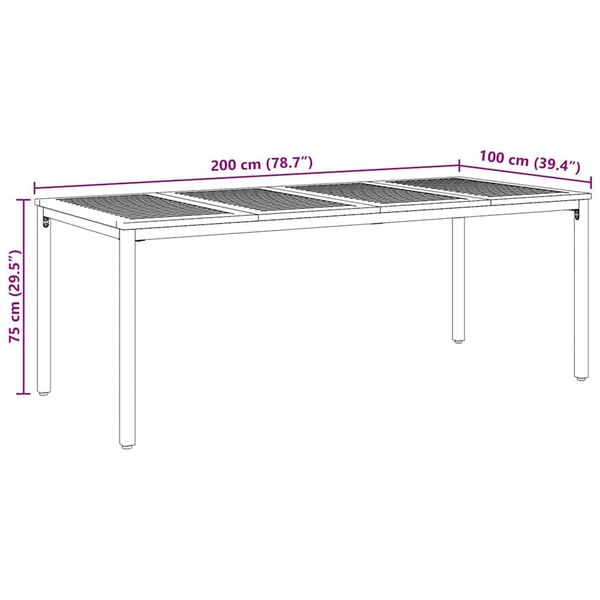 vidaXL Σέτ φαγητού για κήπο 7 pcs Γκρι και Καφέ 200 x 100 x 75 cm