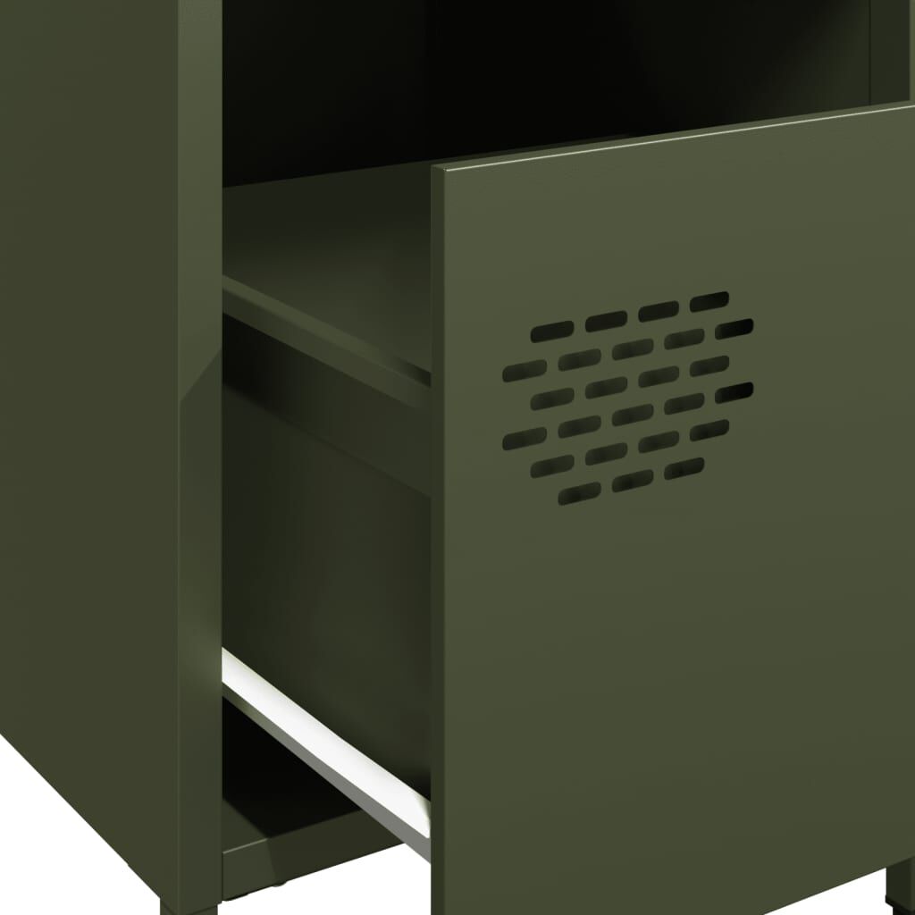 vidaXL Κομοδίνο Πράσινο Λαδί 35x39x43,5 εκ. από Χάλυβα