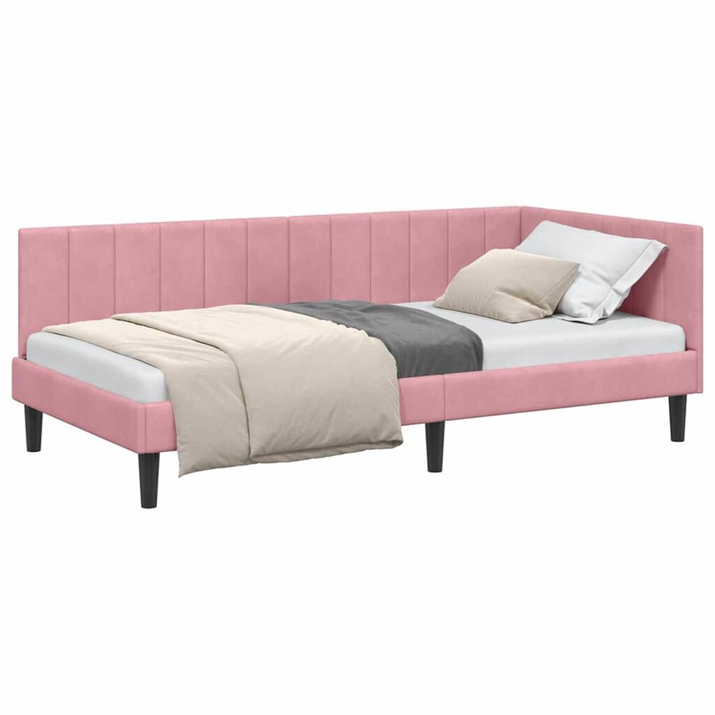 vidaXL Κρεβάτι Γωνίας με κεφαλάρι Ροζ 90 x 200 cm Βελούδο