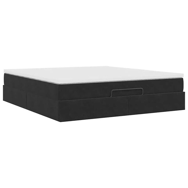 vidaXL Οθωμανικό κρεβάτι με στρώμα Μαύρο 180x200cm Velvet