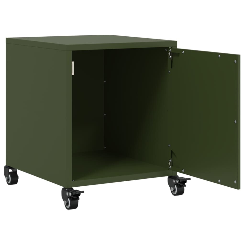 vidaXL Κομοδίνα 2 τεμ. Πράσινο Λαδί 36x39x43,5 εκ. από Χάλυβα