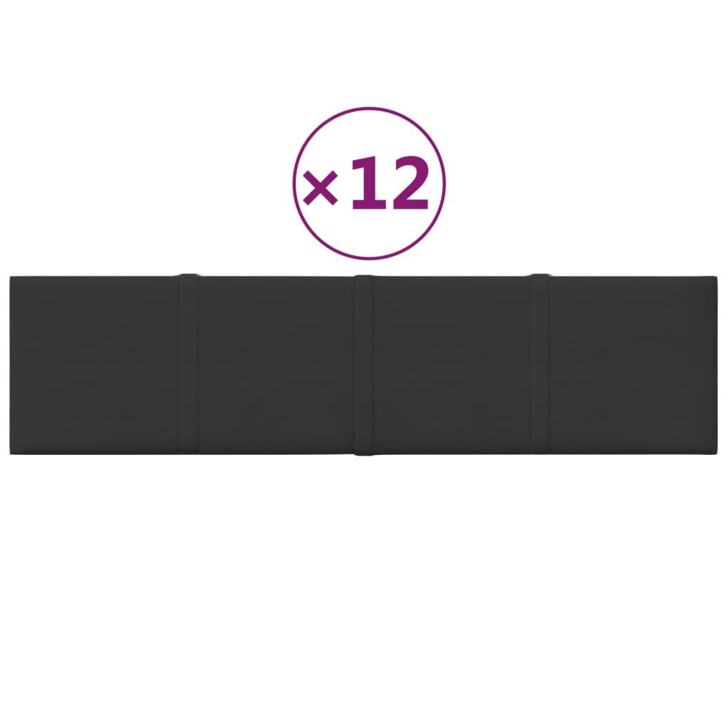 vidaXL Πάνελ Τοίχου 12 τεμ. Μαύρα 60x15 εκ. 1,08 μ² Υφασμάτινα