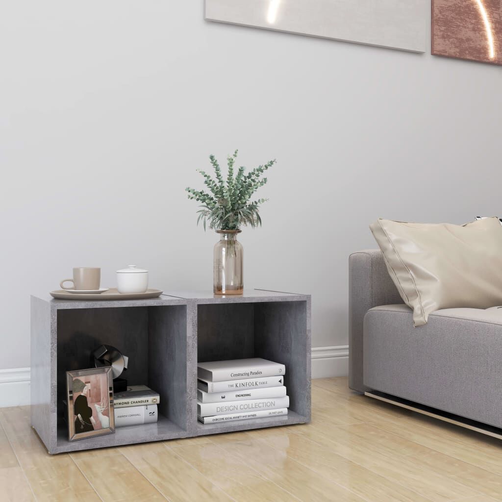 vidaXL Έπιπλα Τηλεόρασης 2 τεμ. Γκρι Σκυροδ. 37x35x37 εκ. Επεξ. Ξύλο