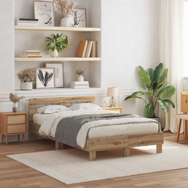vidaXL Σκελετός Κρεβατιού artisan δρυς 135 x 190 cm Επεξεργασμένο ξύλο