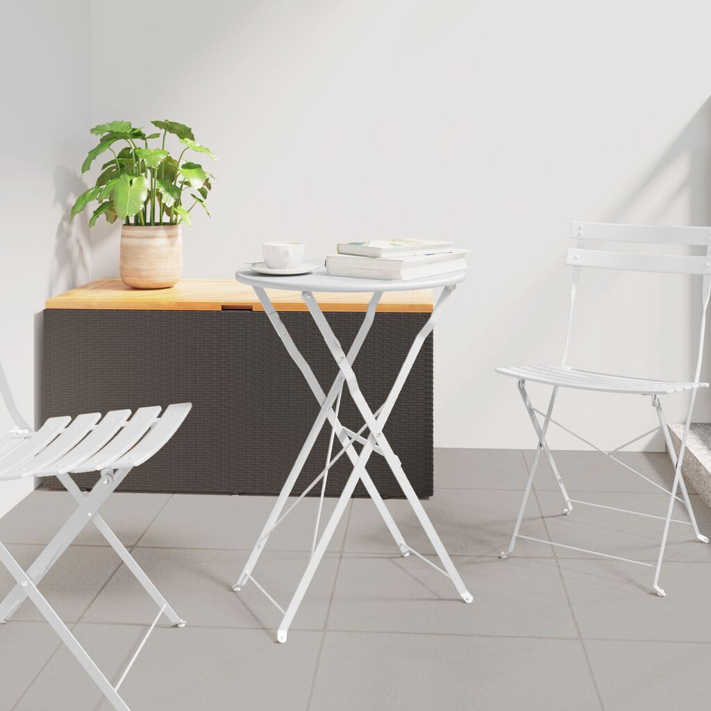 vidaXL τραπέζι bistro πτυσσόμενο λευκό Ø50x71 εκ. από βαμμένο ατσάλι