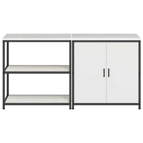 vidaXL Σετ Αποθήκευσης Κουζίνας με ράφι 2 pcs Λευκό 150 x 50 x 92 εκ.