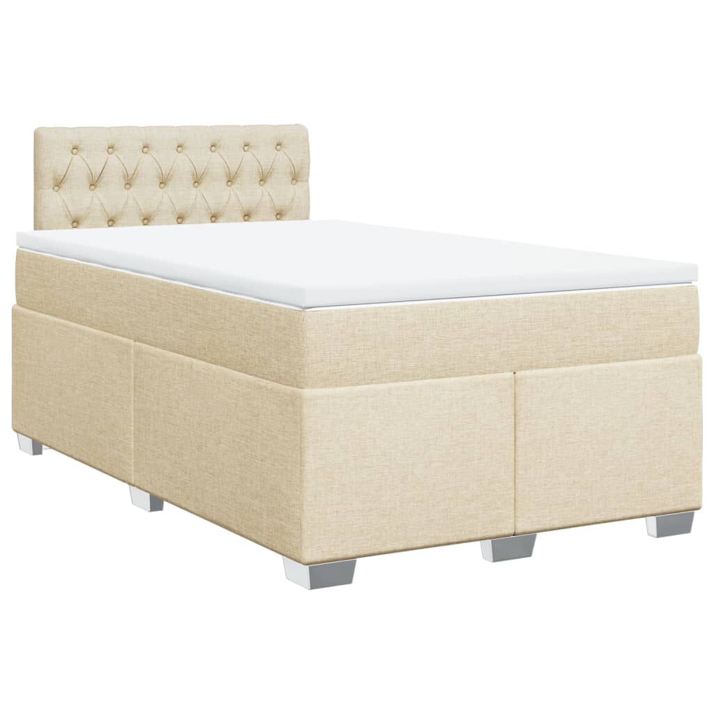 vidaXL Κρεβάτι Boxspring με Στρώμα Κρεμ 120x190 εκ. Υφασμάτινο
