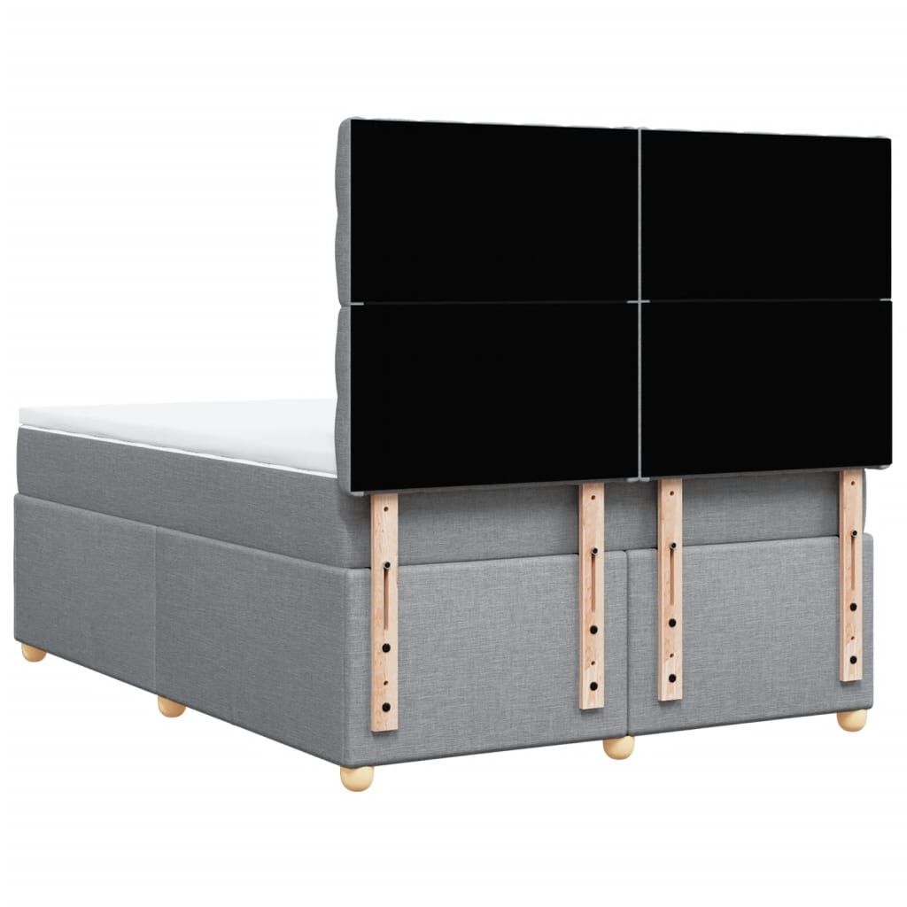 vidaXL Κρεβάτι Boxspring με Στρώμα Ανοιχτό Γκρι 140x200 εκ. Υφασμάτινο