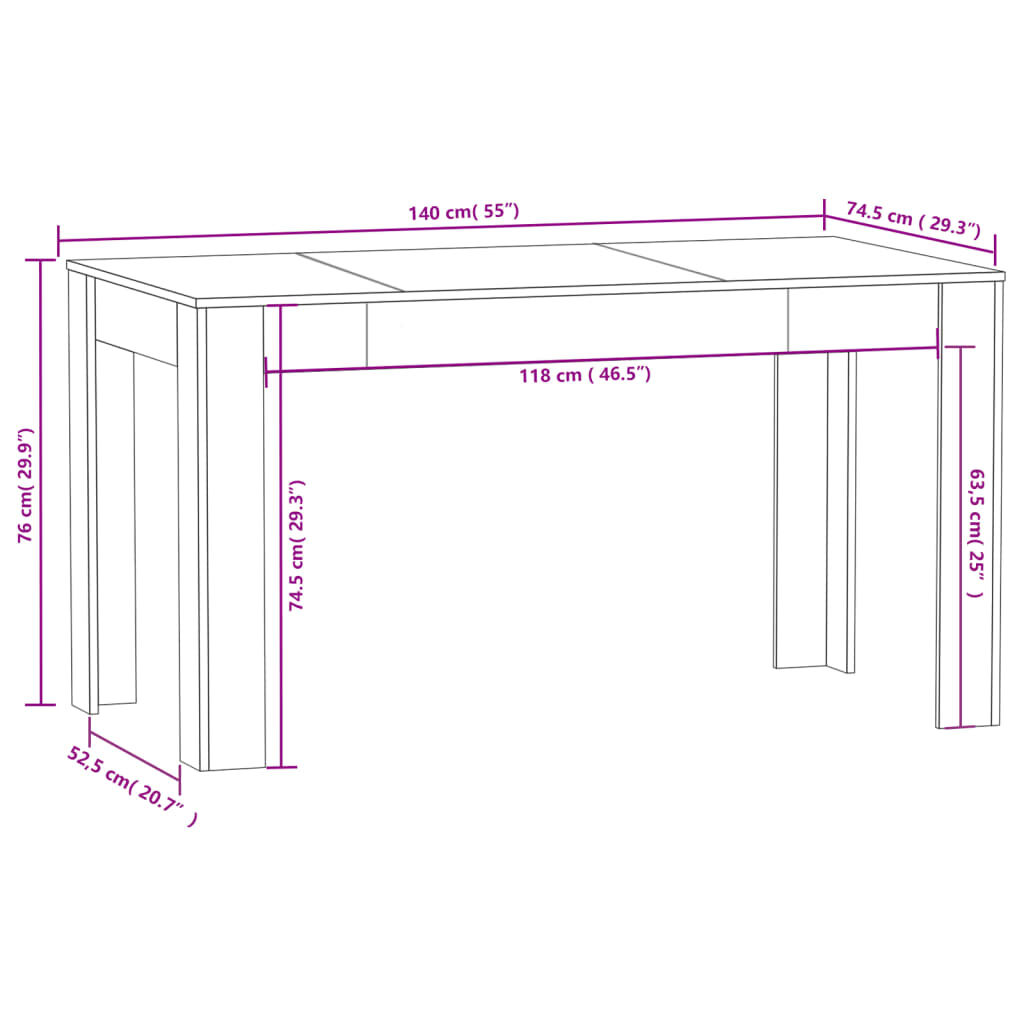 vidaXL Τραπεζαρία Sonoma Δρυς 140 x 74,5 x 76 εκ. Επεξεργασμένο Ξύλο
