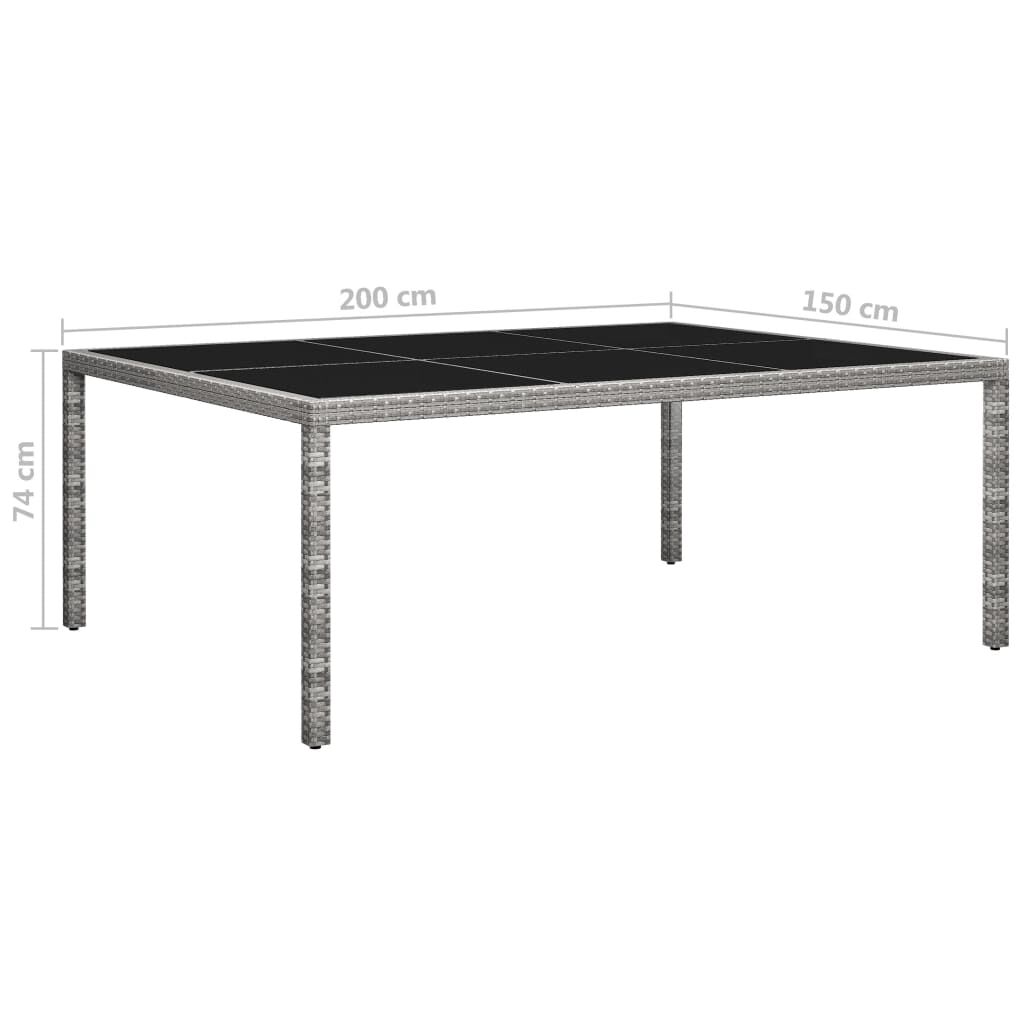 vidaXL Τραπεζαρία Εξωτερικού Χώρου Γκρι 200x150x74 εκ. Συνθετ. Ρατάν