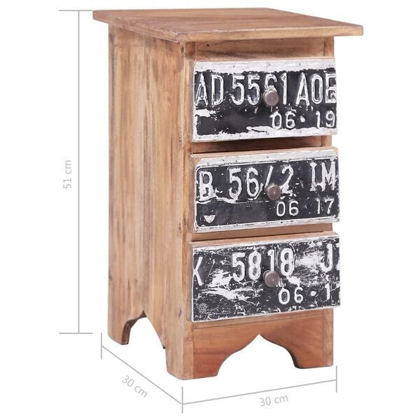 vidaXL Κομοδίνο 30 x 30 x 51 εκ. από Μασίφ Ξύλο Μαόνι