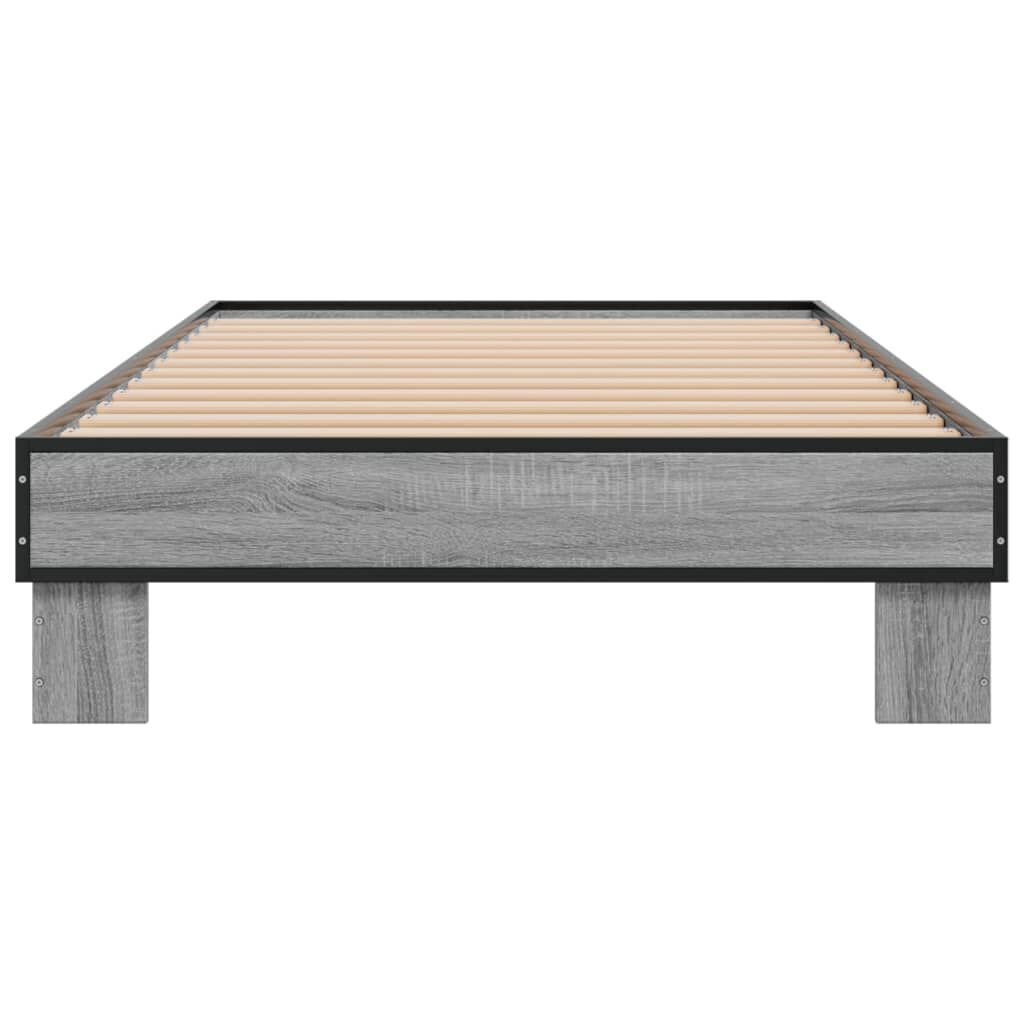 vidaXL Πλαίσιο Κρεβατιού Γκρι Sonoma 90 x 190 εκ. Επεξ. Ξύλο & Μέταλλο