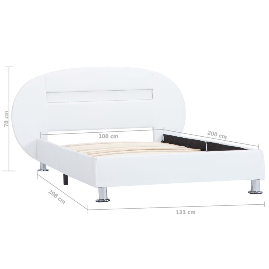 vidaXL Πλαίσιο Κρεβατιού με LED Λευκό 100x200 εκ. Συνθετικό Δέρμα