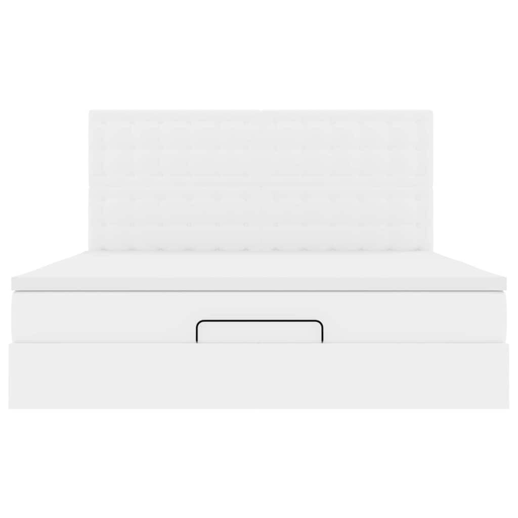 vidaXL Οθωμανικό κρεβάτι με στρώμα Λευκό 180x200cm Faux Leather