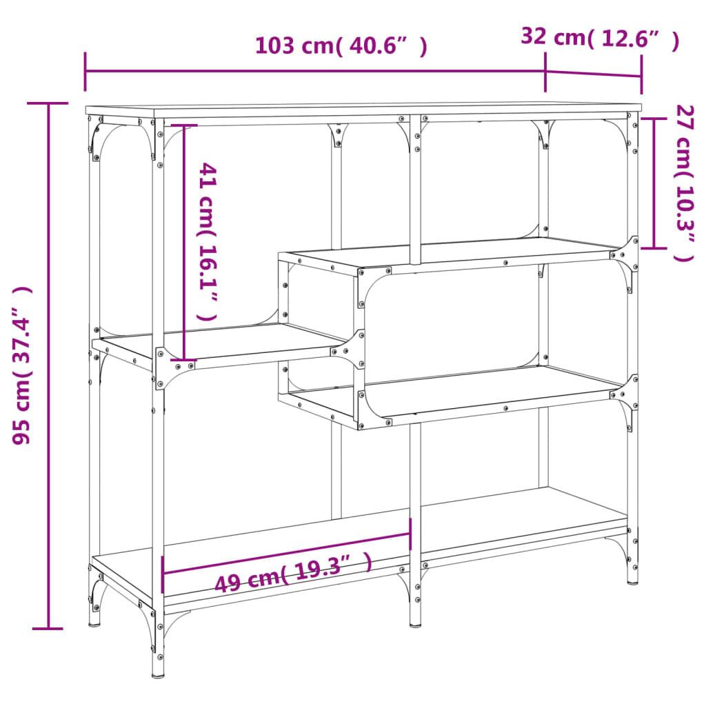 vidaXL Τραπέζι Κονσόλα Γκρι Sonoma 103x32x95 εκ. Επεξεργασμένο Ξύλο