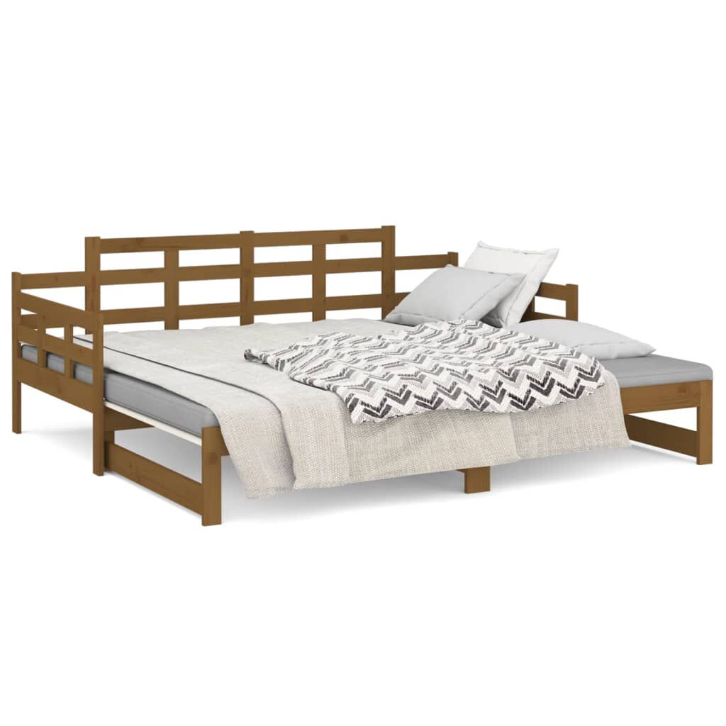 vidaXL Καναπές Κρεβάτι Συρόμενος Μελί 2x(90x200) εκ. από Μασίφ Πεύκο