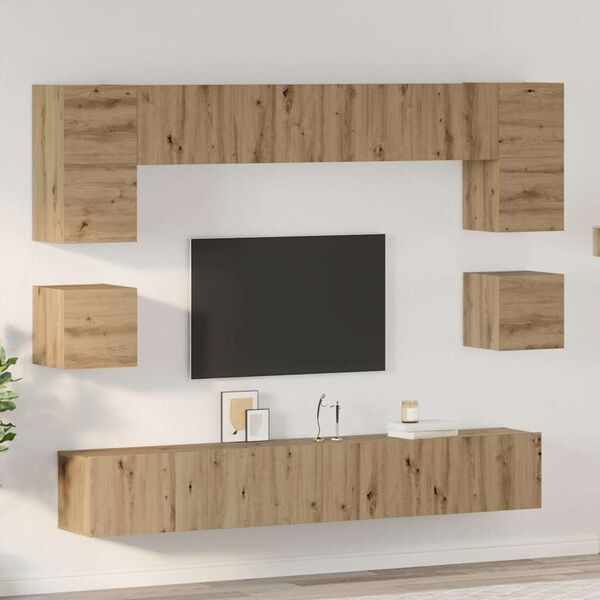 vidaXL &Sigma;&epsilon;&tau; &epsilon;&pi;ί&pi;&lambda;&omicron;&upsilon; &tau;&eta;&lambda;&epsilon;ό&rho;&alpha;&sigma;&eta;&sigmaf; 8 pcs Artisan Oak &Epsilon;&pi;&epsilon;&xi;&epsilon;&rho;&gamma;&alpha;&sigma;&mu;έ&nu;&omicron; &xi;ύ&lambda;&omicron;