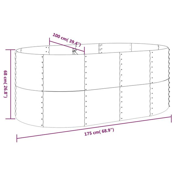 vidaXL Ζαρντινιέρα Γκρι 175x100x68 εκ. Ατσάλι με Ηλεκτρ. Βαφή Πούδρας