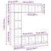 vidaXL Βιβλιοθήκη 3 pcs Μαύρη Οξυά 36 x 30 x 143 cm Επεξεργασμένο ξύλο