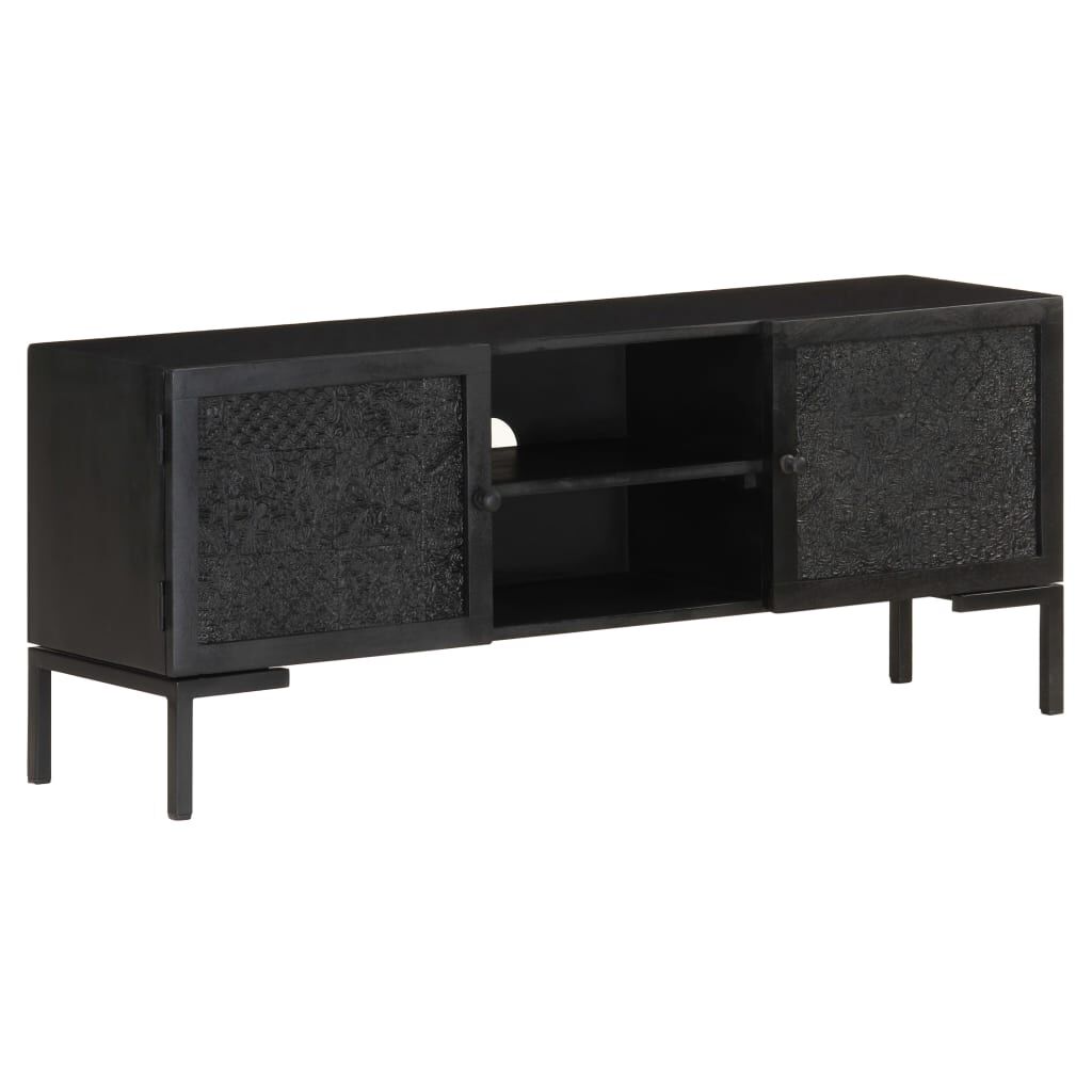 vidaXL Έπιπλο Τηλεόρασης Μαύρο 115 x 30 x 46 εκ. από Μασίφ Ξύλο Μάνγκο