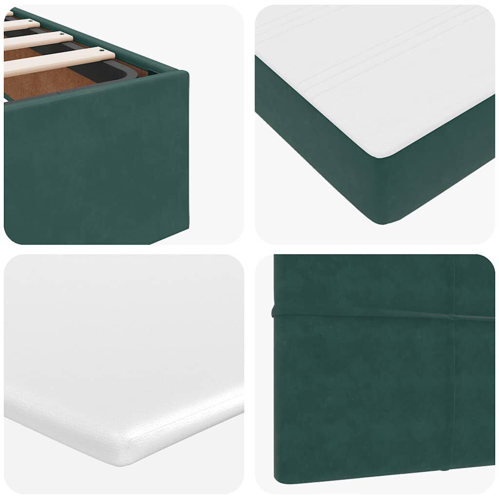 vidaXL Οθωμανικό κρεβάτι με στρώματα&LEDs Dark Green 180x200cm Velvet