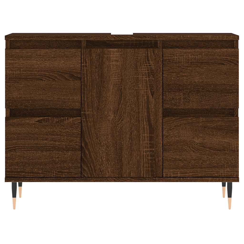 vidaXL Ντουλάπι Μπάνιου Καφέ Δρυς 80 x 33 x 60 εκ. Επεξεργασμένο Ξύλο