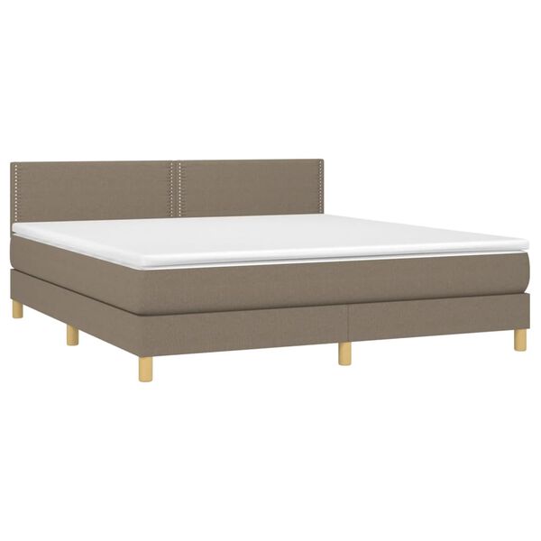 vidaXL &Kappa;&rho;&epsilon;&beta;ά&tau;&iota; Boxspring &mu;&epsilon; &Sigma;&tau;&rho;ώ&mu;&alpha; & LED Taupe 180x200 &epsilon;&kappa;. &Upsilon;&phi;&alpha;&sigma;&mu;ά&tau;&iota;&nu;&omicron;