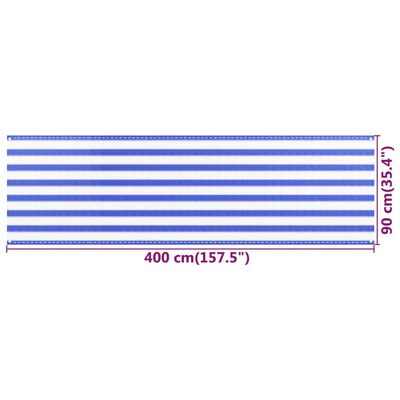 vidaXL Διαχωριστικό Βεράντας Μπλε / Λευκό 90x400 εκ. από HDPE