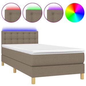 vidaXL &Kappa;&rho;&epsilon;&beta;ά&tau;&iota; Boxspring &mu;&epsilon; &Sigma;&tau;&rho;ώ&mu;&alpha; & LED Taupe 80x200 &epsilon;&kappa;. &Upsilon;&phi;&alpha;&sigma;&mu;ά&tau;&iota;&nu;&omicron;