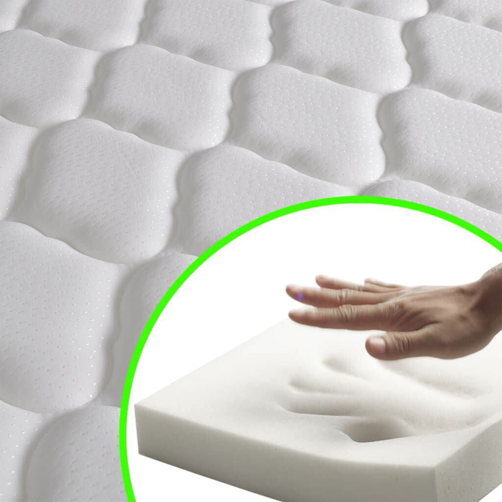 vidaXL Κρεβάτι Λευκό 160 x 200 εκ. Δερματίνη με Στρώμα Αφρού Μνήμης