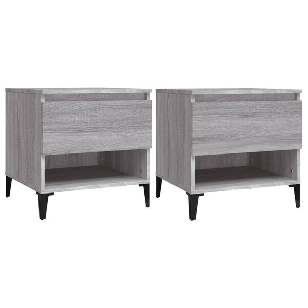 vidaXL Βοηθητικά Τραπέζια 2 τεμ. Γκρι Sonoma 50x46x50 εκ. Επεξ. Ξύλο